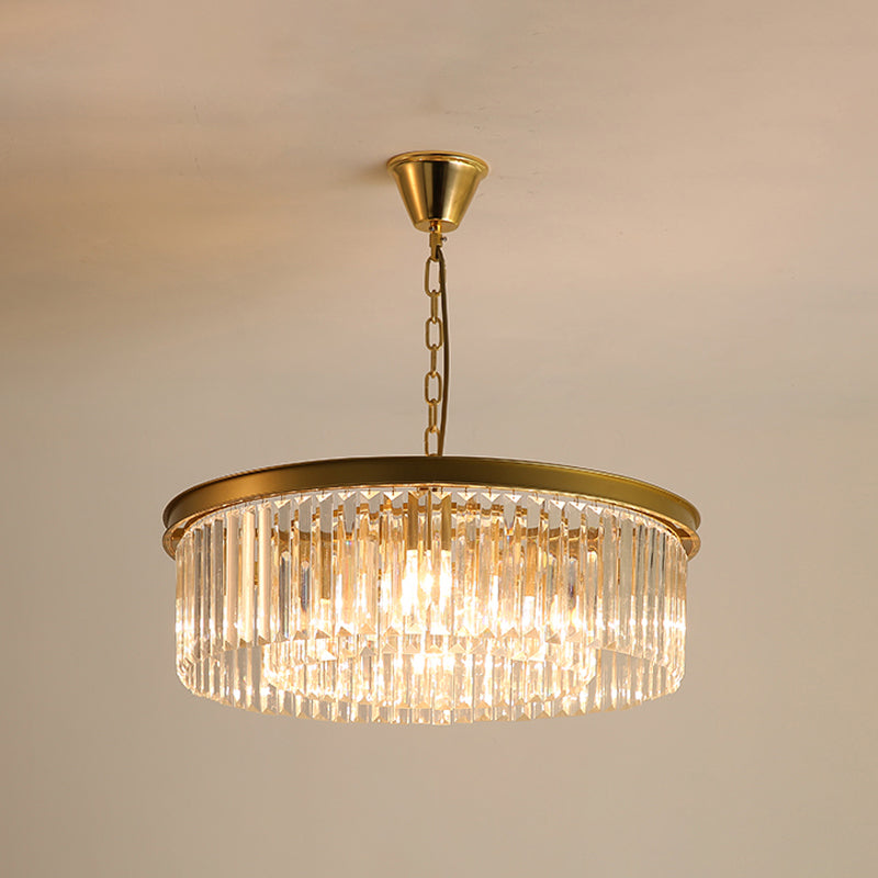 Minimalist Crystal Pendant Light Fixture - Black/Gold Round Design (4/12/16 Bulbs) For Restaurant