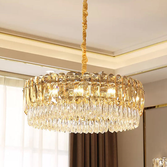 Modern Crystal Round Chandelier Pendant Light with 6/10 Silver Heads, Ideal for Bedroom Suspension