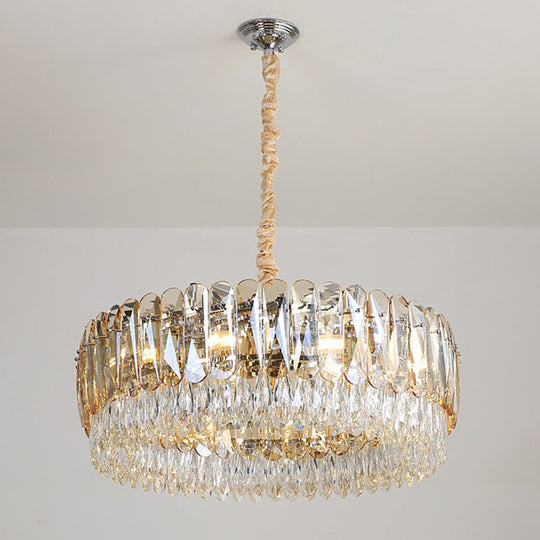 Modern Silver Crystal Chandelier Pendant Light 6/10 Heads For Bedroom Suspension
