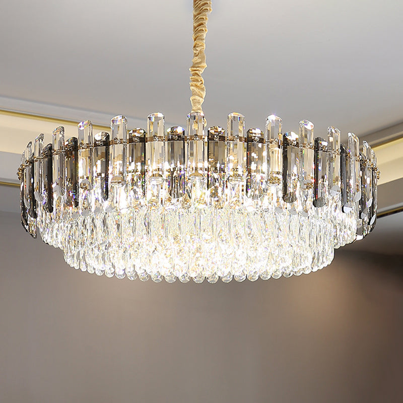 Modern Gold Finish Crystal Chandelier Light Fixture - 8/15/19 Bulbs Multi-Layer Pendant Lighting 8 /
