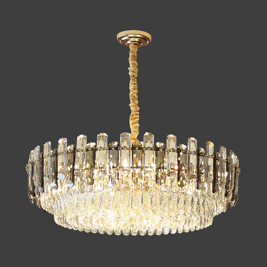 Modern Gold Finish Crystal Chandelier Light Fixture - 8/15/19 Bulbs Multi-Layer Pendant Lighting