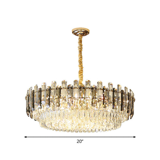 Modern Gold Finish Crystal Chandelier Light Fixture - 8/15/19 Bulbs Multi-Layer Pendant Lighting