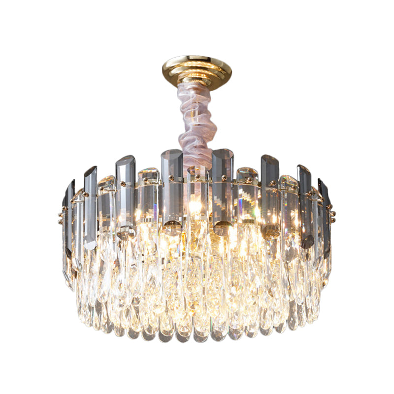 Modern Crystal Circular Living Room Pendant Chandelier - 5/12/18-Light Gold Hanging Light