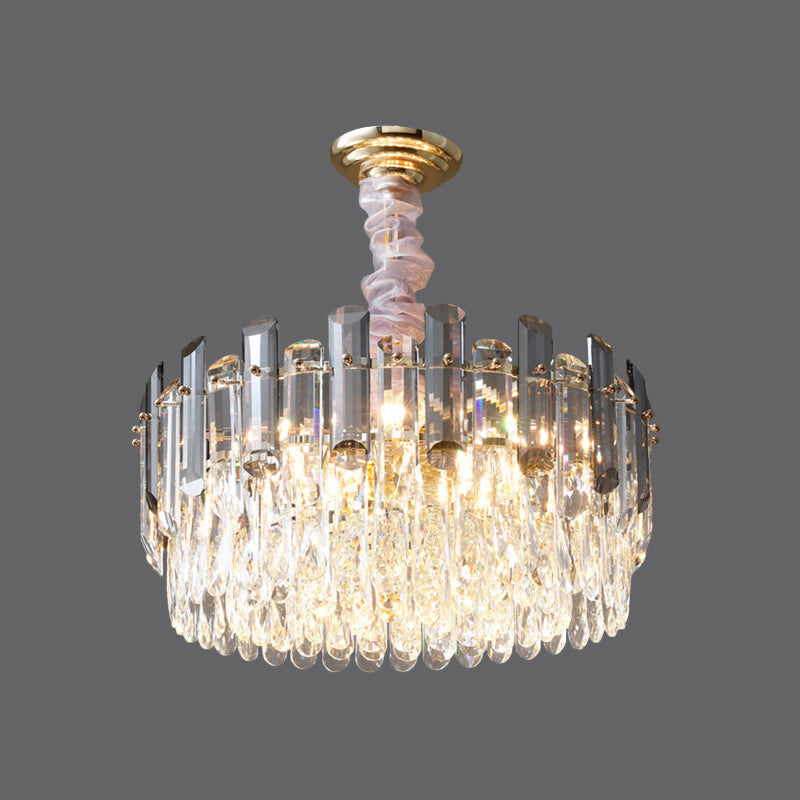 Contemporary Crystal Pendant Chandelier - Circular Living Room Gold Lighting (5/12/18 Lights)
