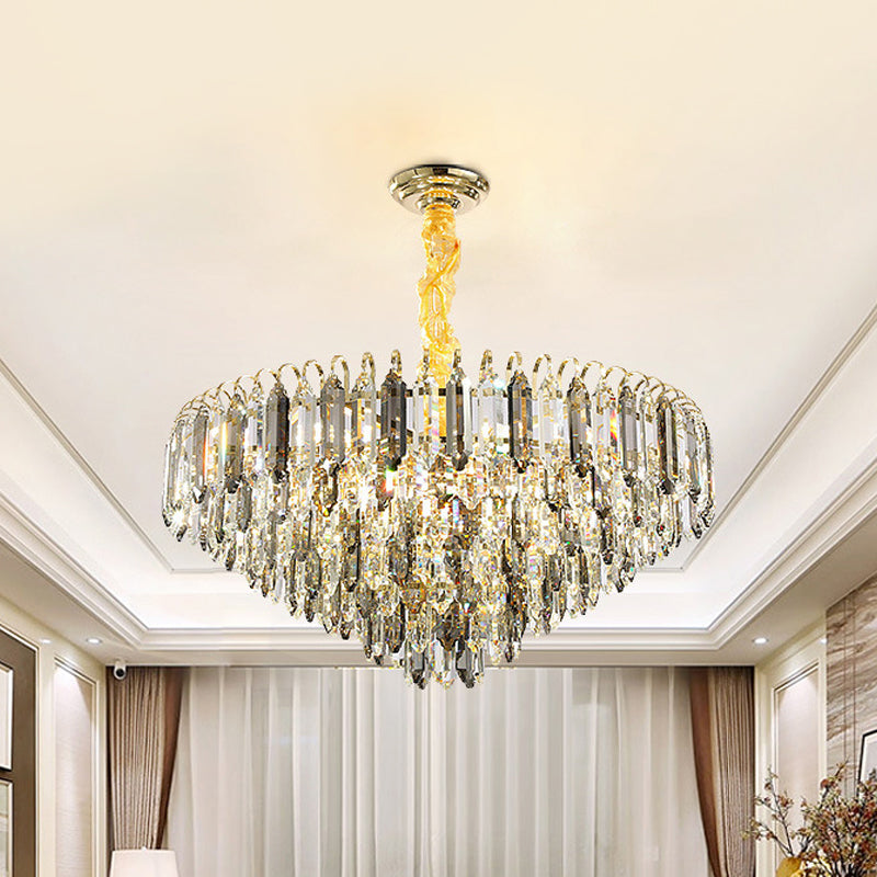 Modern 6/9/16-Bulb Clear Crystal Silver Chandelier Ceiling Light for Bedroom