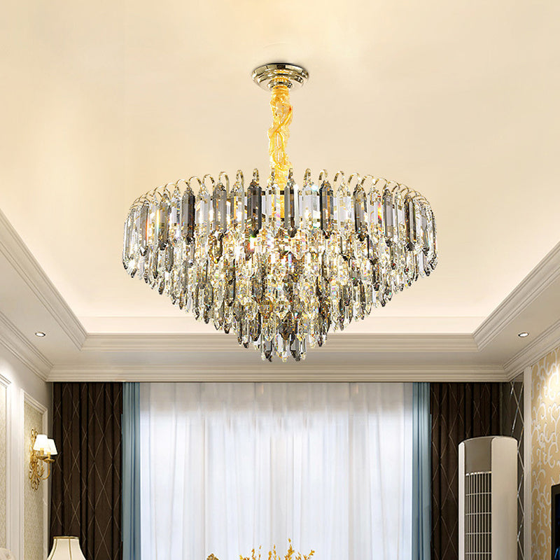 Modern 6/9/16-Bulb Clear Crystal Silver Chandelier Ceiling Light for Bedroom