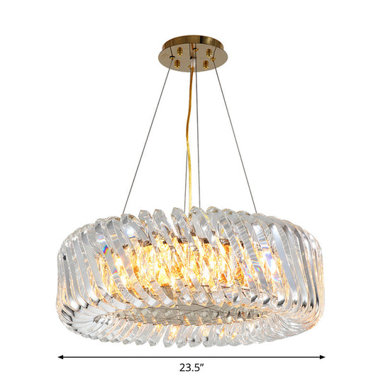 Minimalist K9 Crystal Chandelier Pendant Light Fixture - Available In 4/8/12 Lights Gold