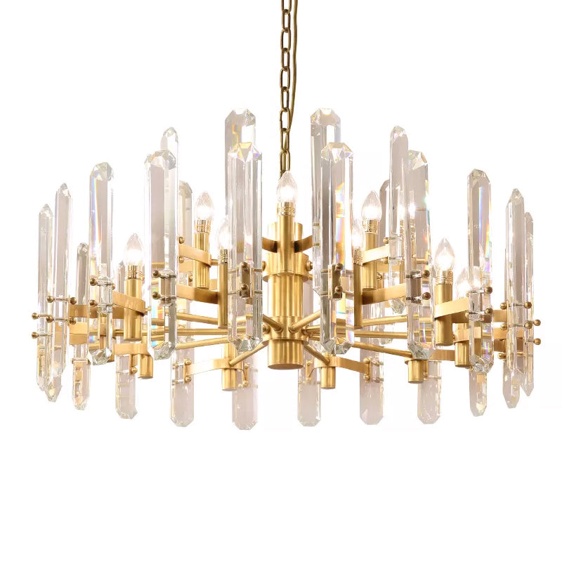 Modern Gold Crystal Chandelier With 15 Radial Lights For Dining Room