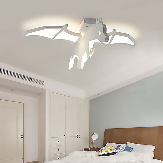 Charizard Led Ceiling Mount Light - Boys Bedroom Acrylic Cartoon Fixture In White / Warm