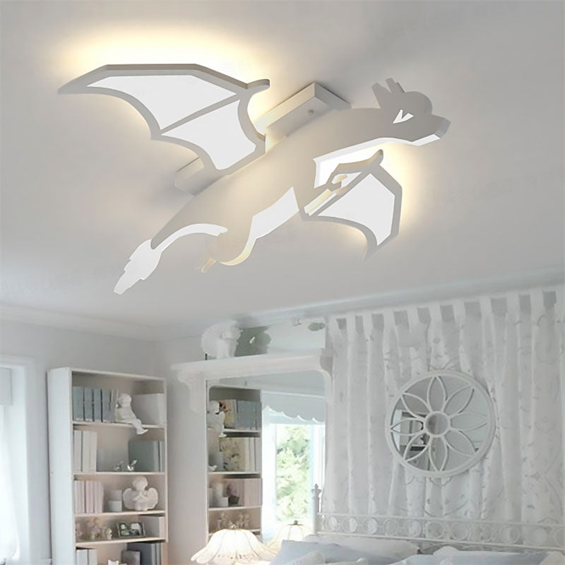 White Acrylic LED Ceiling Fixture in the Shape of Charizard for Boys' Bedrooms - Ceiling Mounted