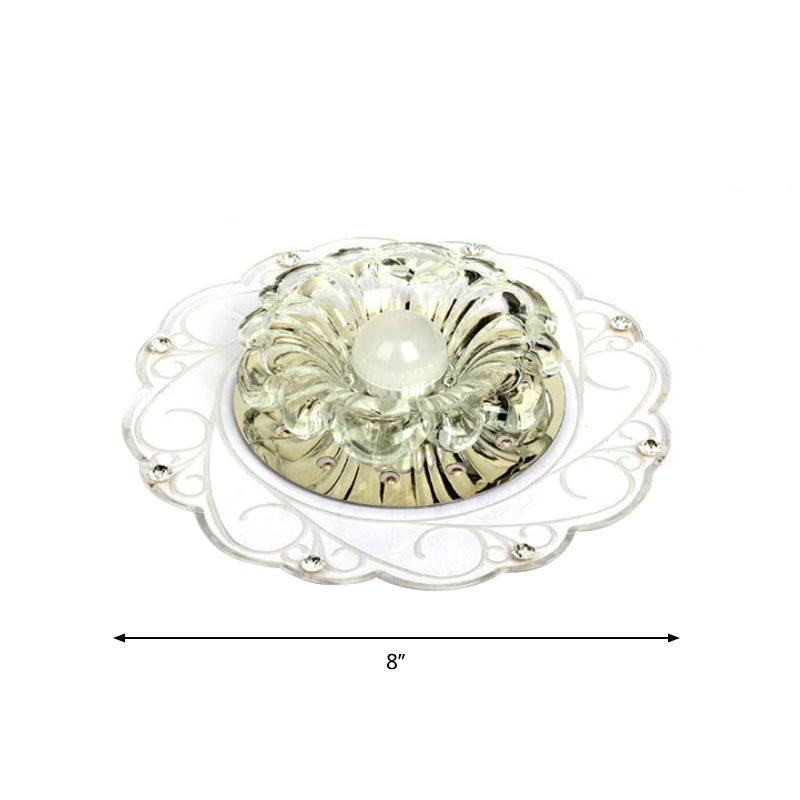 Minimalist Clear Beveled Crystal Led Flush Mount Lamp For Porch Ceiling Lighting
