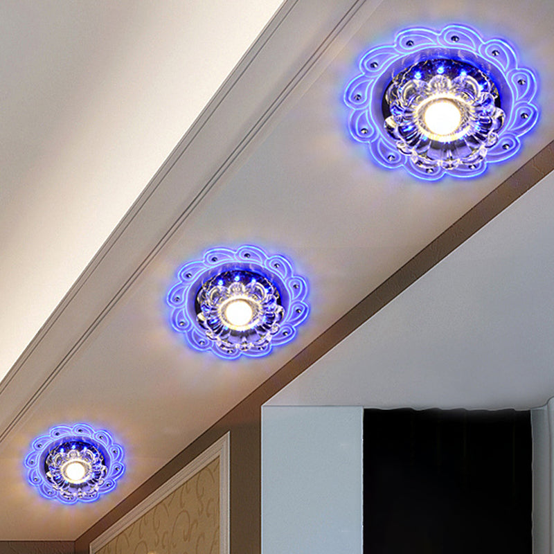 Led Flushmount Blossom Ceiling Light With Clear Beveled Crystal Shade - Minimalistic Design / Multi