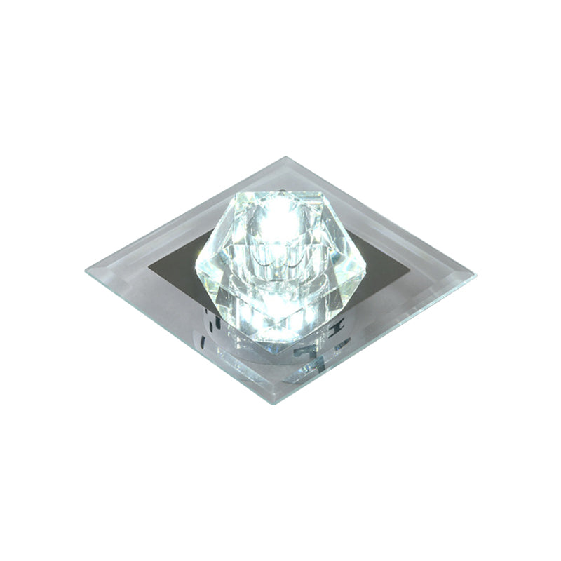 Contemporary Clear Crystal Led Ceiling Light - Pentagonal Porch Flushmount