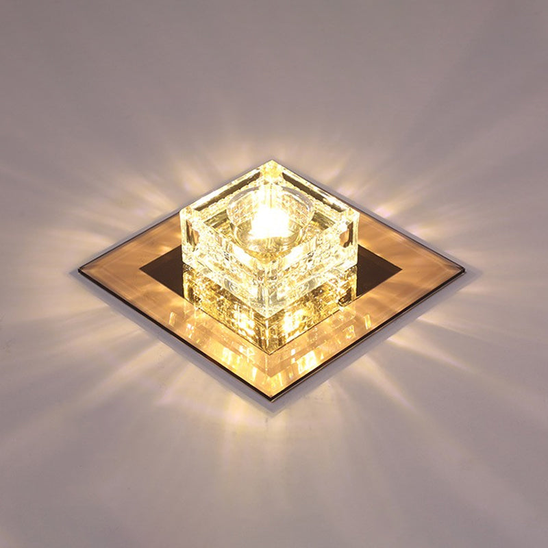Crystal Cubic Led Flush Mount Ceiling Lamp For Corridors