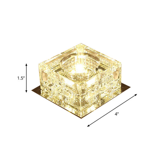Crystal Cubic Led Flush Mount Ceiling Lamp For Corridors