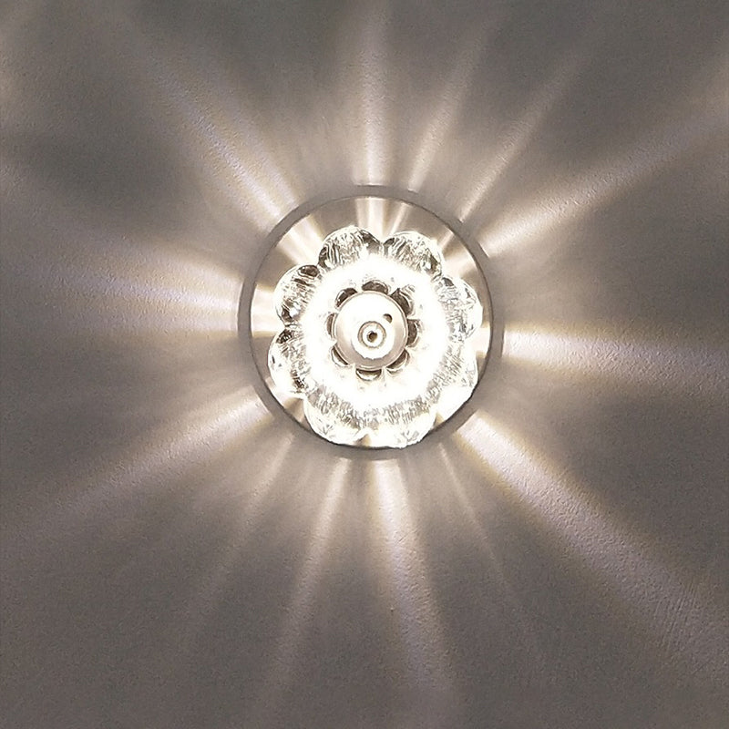 Clear Crystal Led Ceiling Mounted Flush Light For Corridors / Warm