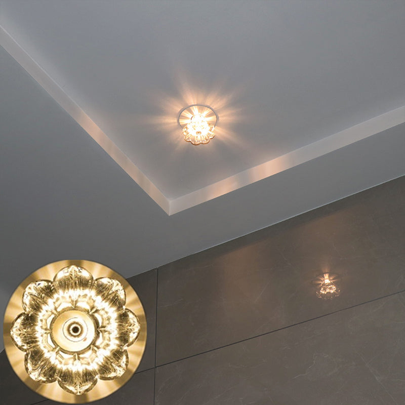 Clear Crystal Led Ceiling Mounted Flush Light For Corridors