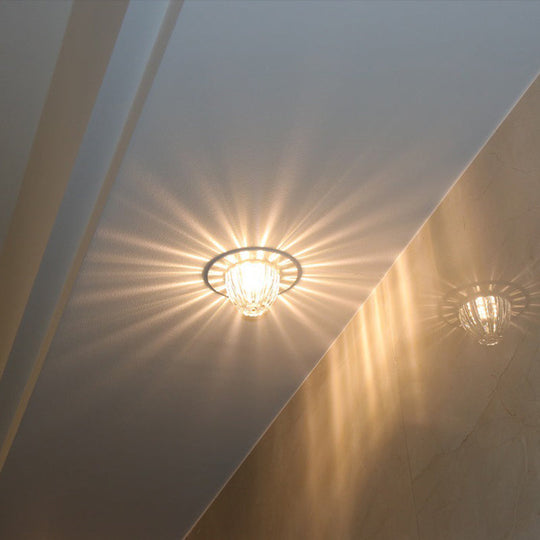 Modern Crystal Led Flush Mount Bowl Ceiling Light For Aisles Clear / Warm