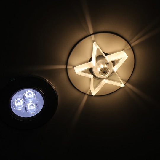 Led Mini Star Flush Mount Ceiling Lamp With Crystal Shade - Simplistic Lighting Solution Clear