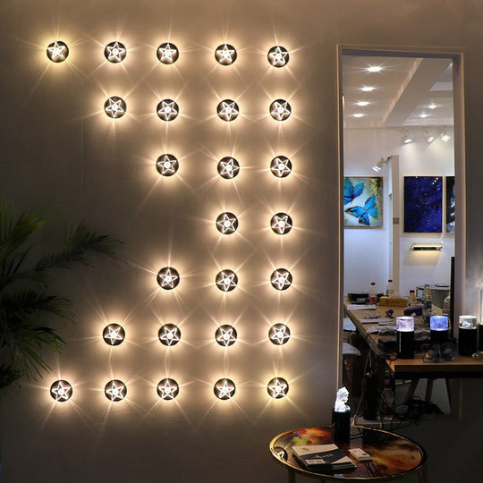 Led Mini Star Flush Mount Ceiling Lamp With Crystal Shade - Simplistic Lighting Solution