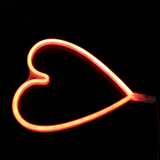 Kids Style Plastic Heart Night Light - Led Plug-In Wall Lamp For White Nightstand / Warm