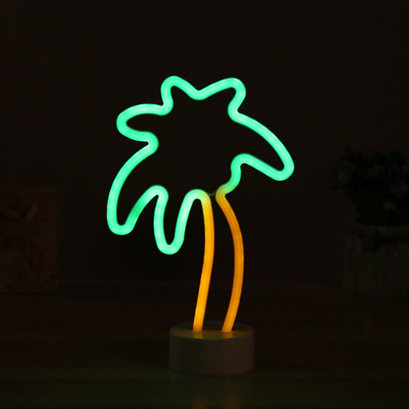 Led Coconut Tree Table Lamp With Simplistic White Night Lighting For Kids Room