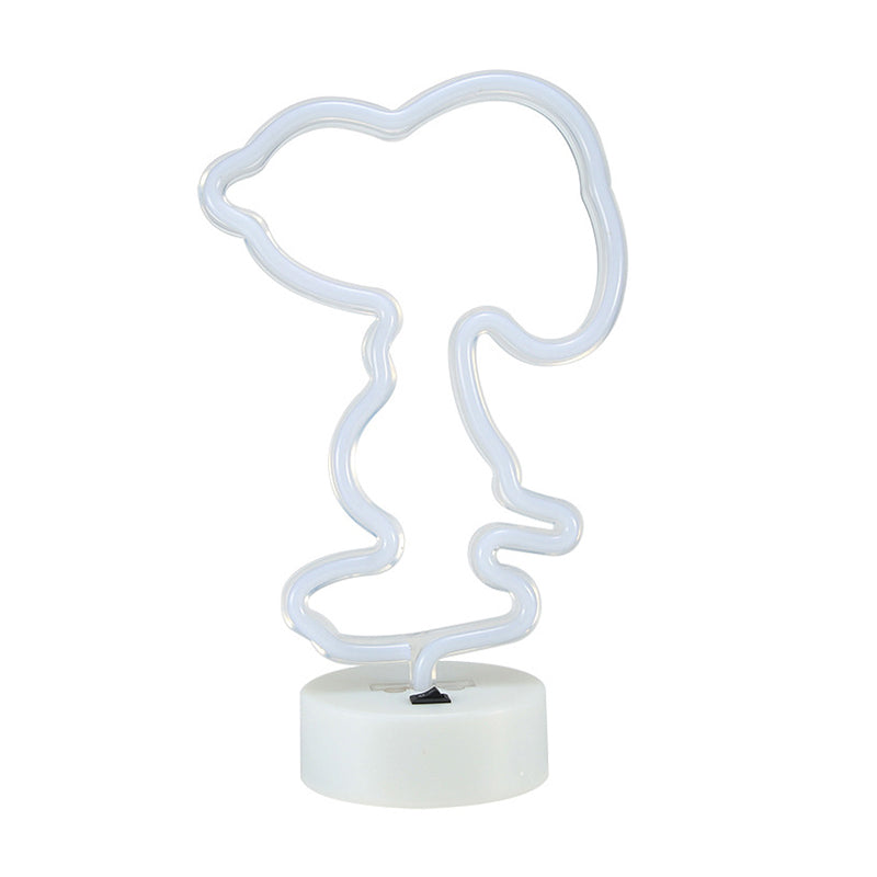 White Plastic Animal Night Light For Kids Bedroom - Battery Led Nightstand Lighting Solution