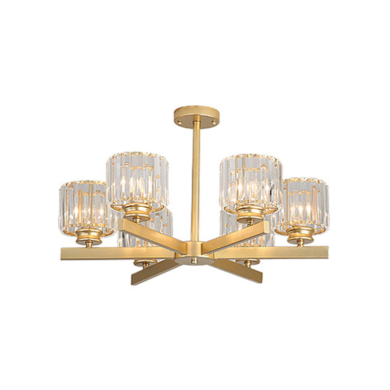 Modern Gold Crystal Chandelier Pendant Light - 3/6/10 Heads Cylindrical Design 6 /