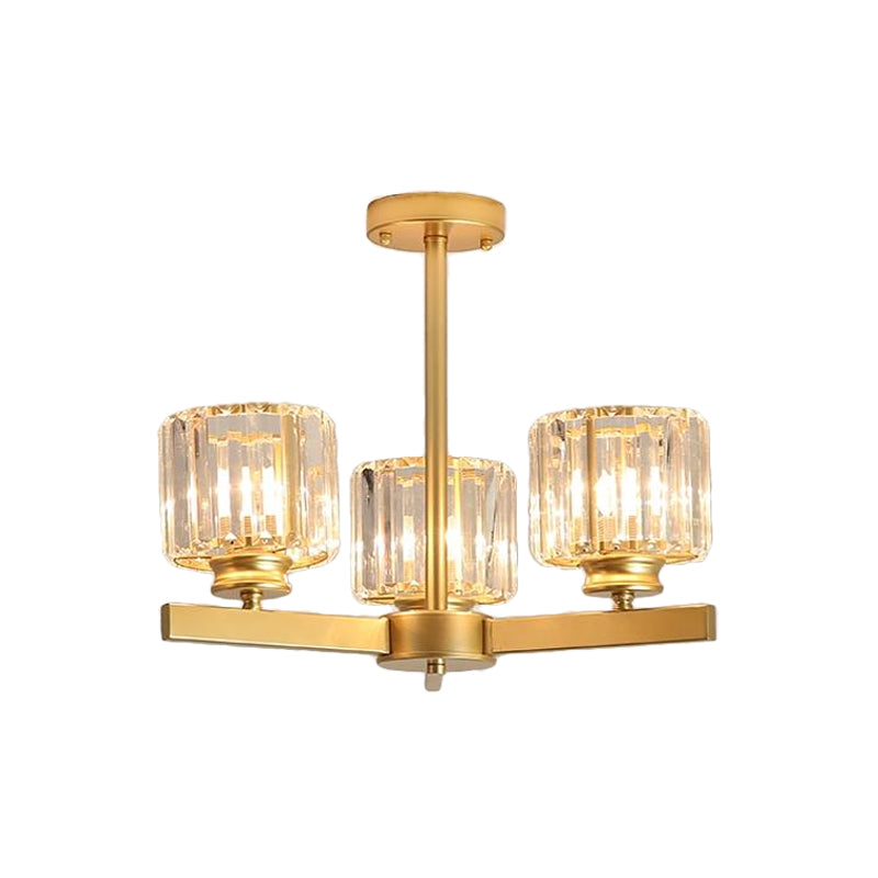 Modern Gold Crystal Chandelier Pendant Light - 3/6/10 Heads Cylindrical Design 3 /