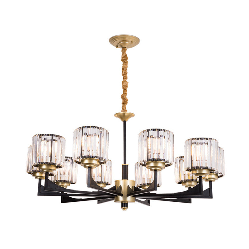 Modern Black & Brass Crystal Prism Chandelier – 4/6/12 Lights