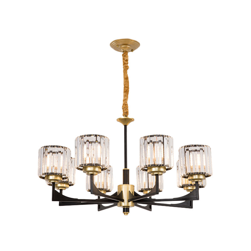 Modern Black And Brass Crystal Prism Chandelier With 4/6/12 Lights 8 /