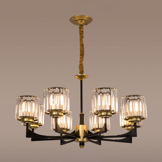 Modern Black & Brass Crystal Prism Chandelier – 4/6/12 Lights