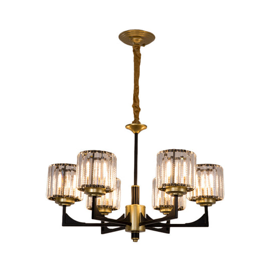Modern Black And Brass Crystal Prism Chandelier With 4/6/12 Lights 6 /