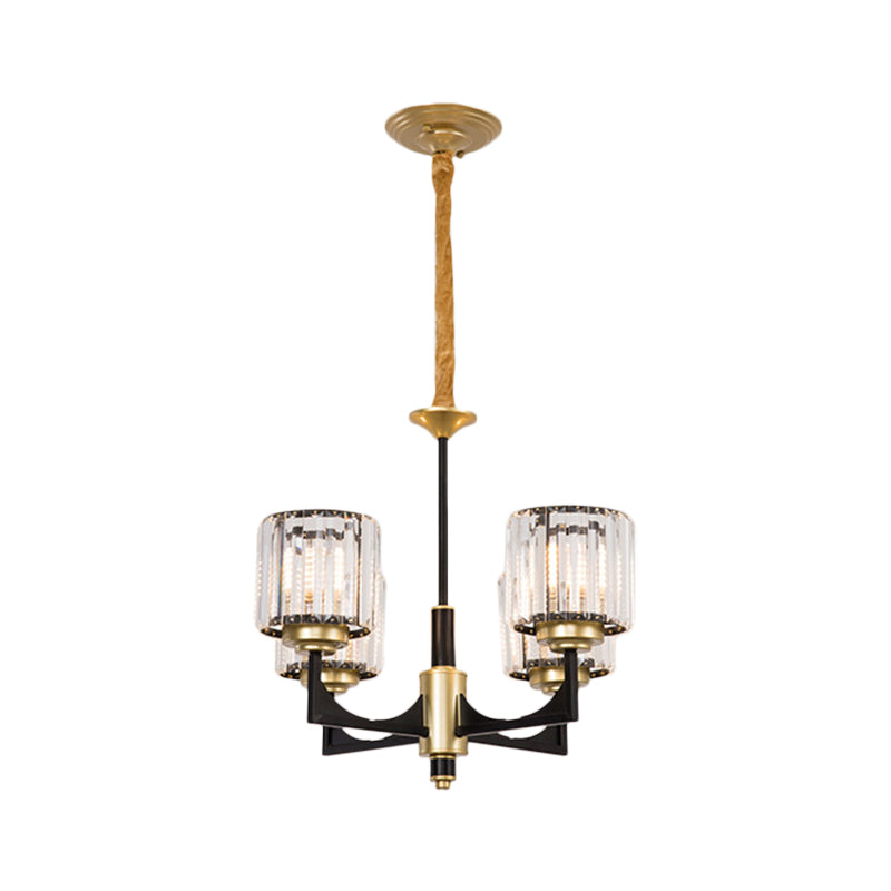 Modern Black And Brass Crystal Prism Chandelier With 4/6/12 Lights 4 /