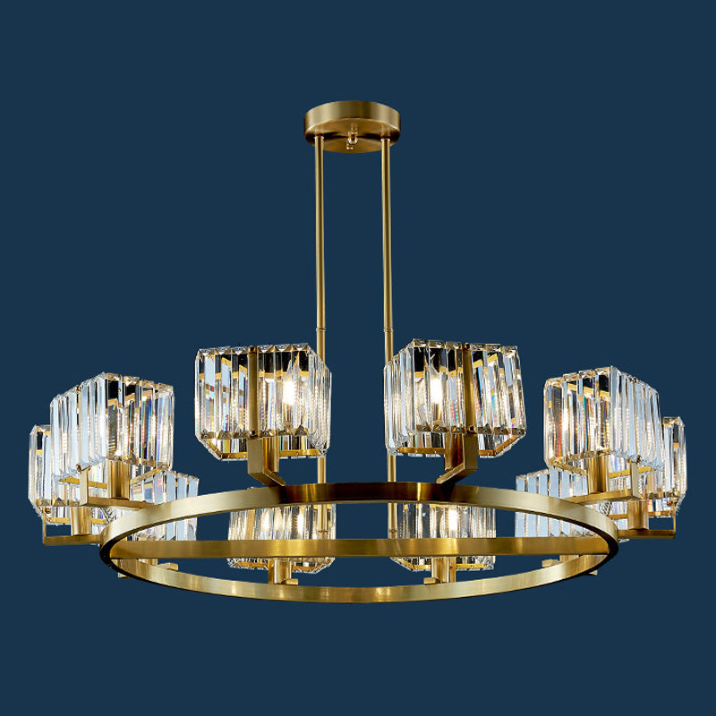 Gold Crystal Chandelier With 4/8/10 Bulb Rectangle Pendant Lamp For Modern Dining Room 10 /