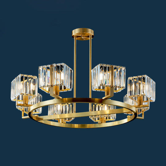 Gold Crystal Chandelier With 4/8/10 Bulb Rectangle Pendant Lamp For Modern Dining Room 8 /