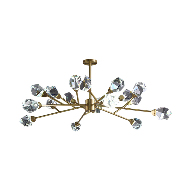 Modern Crystal Block Brass Chandelier - 9/12/18-Light Suspension Pendant For Family Room 18 /