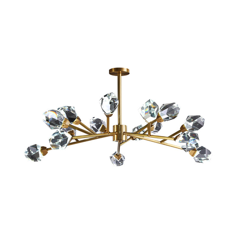 Modern Crystal Block Brass Chandelier - 9/12/18-Light Suspension Pendant For Family Room 15 /
