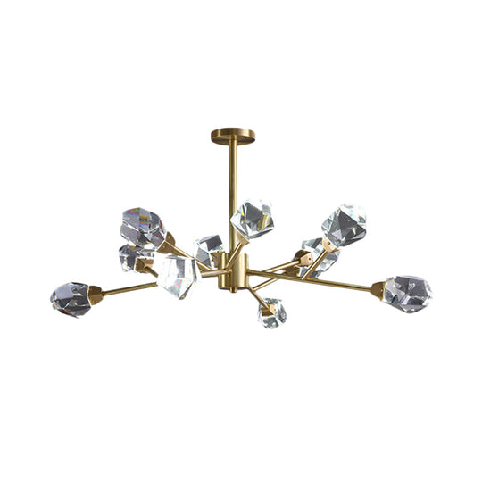 Modern Crystal Block Brass Chandelier - 9/12/18-Light Suspension Pendant For Family Room 12 /