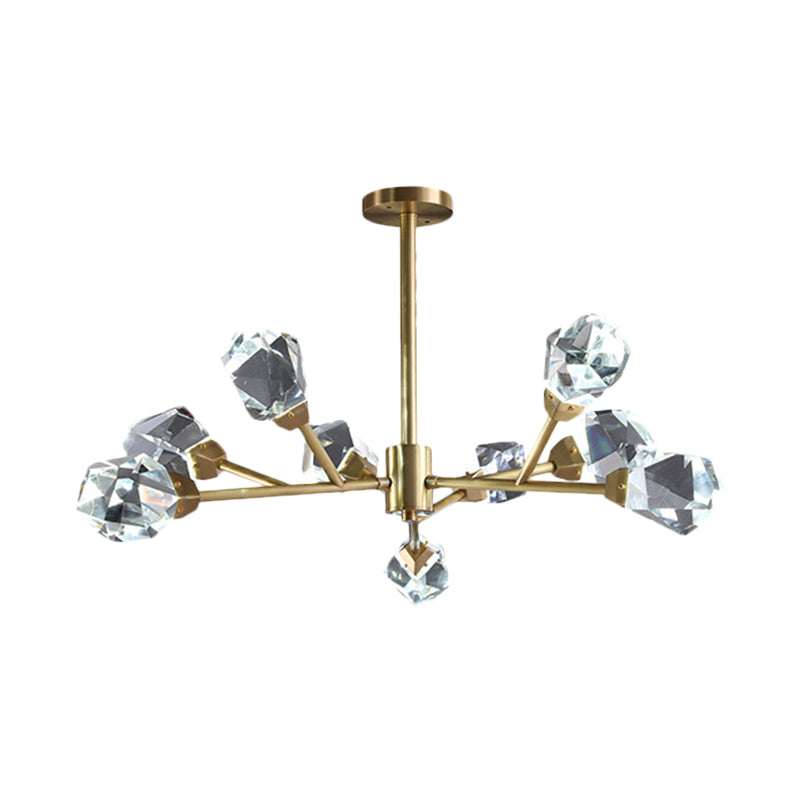 Modern Crystal Block Brass Chandelier - 9/12/18-Light Suspension Pendant For Family Room 9 /