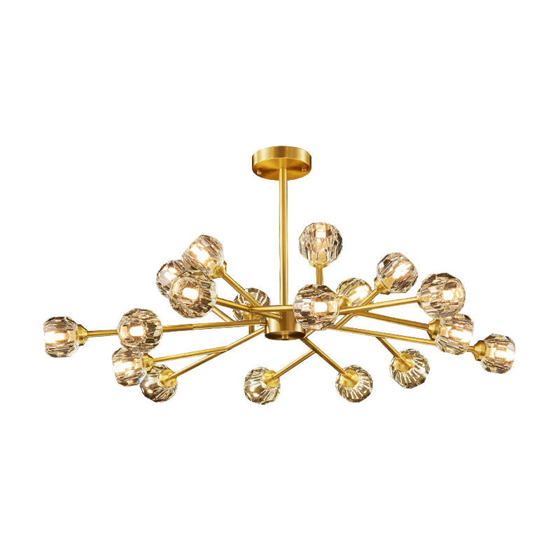 Postmodern Crystal Ball Chandelier With Brass Finish And Multiple Light Options