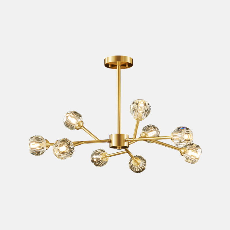 Postmodern Crystal Ball Chandelier With Brass Finish And Multiple Light Options 9 /