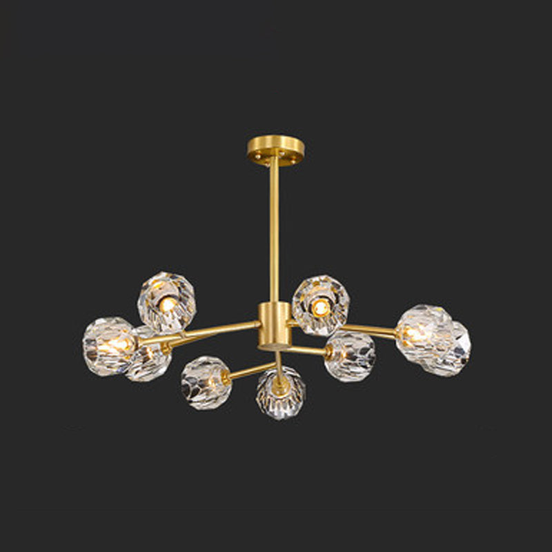 Branch Brass Crystal Ball Chandelier - 12/15 Lights Elegant Dining Room Ceiling Lamp 9 /
