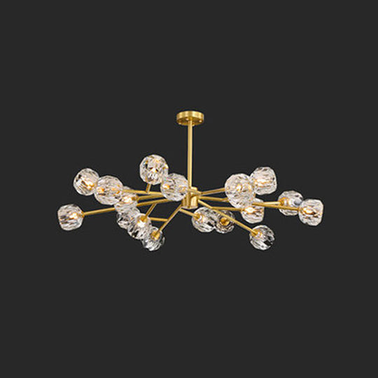 Branch Brass Crystal Ball Chandelier - 12/15 Lights Elegant Dining Room Ceiling Lamp 18 /