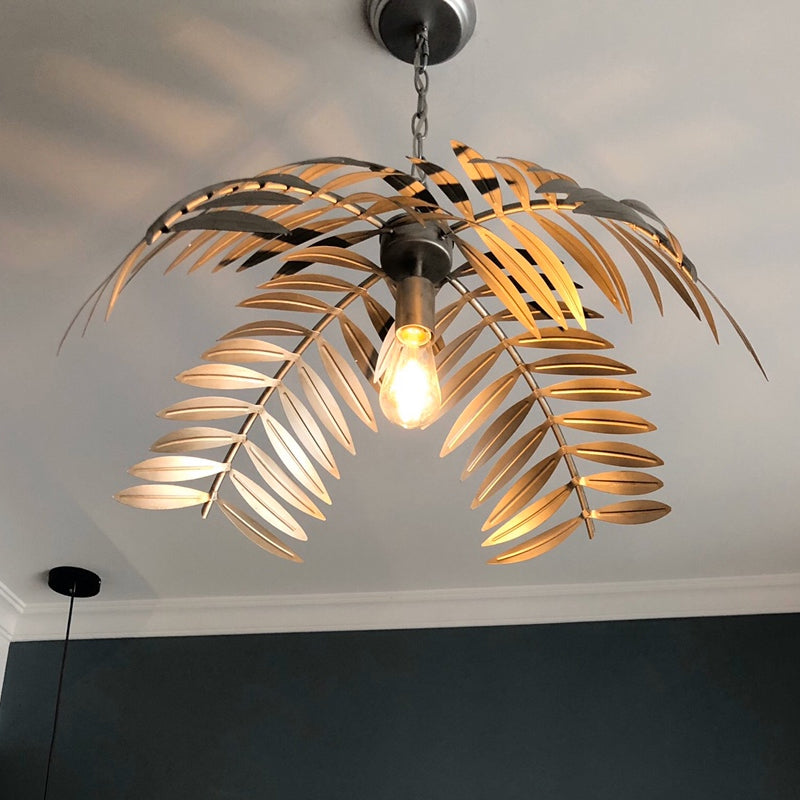 Rustic Iron Leaf Pendant Light For Restaurants - Suspension Ceiling Lamp