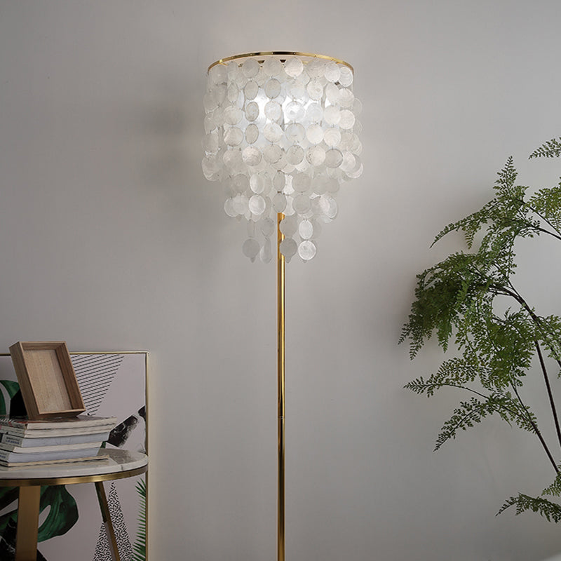 Classic Gold Shell Floor Lamp With Cascading Lighting For Living Room