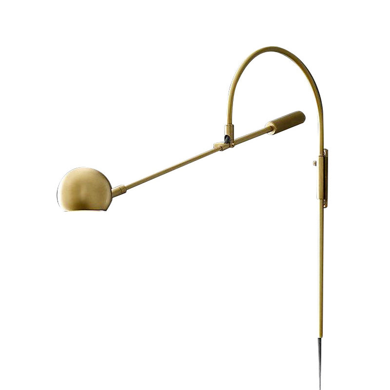 Modern Metal Sphere Wall Sconce Light With Curved Arm - 1 Head Lighting Fixture Gold