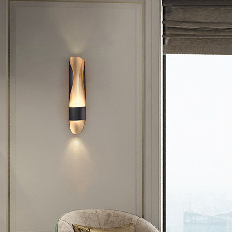 Contemporary Black Led Metal Wall Sconce With Twisted Tube Design