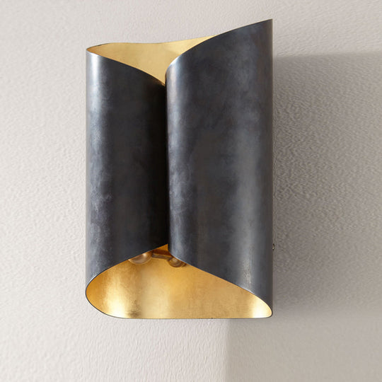 Minimalist Twist Wall Sconce With Metallic 2-Bulb Light Fixture For Porch