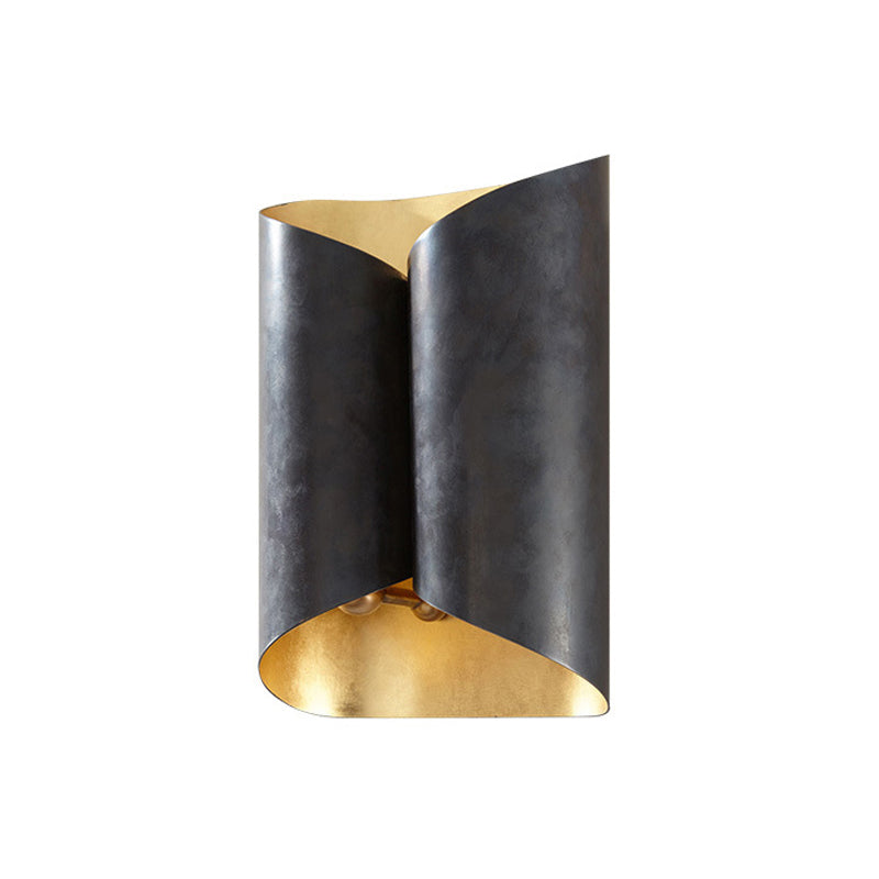 Minimalist Twist Wall Sconce With Metallic 2-Bulb Light Fixture For Porch Black / 11